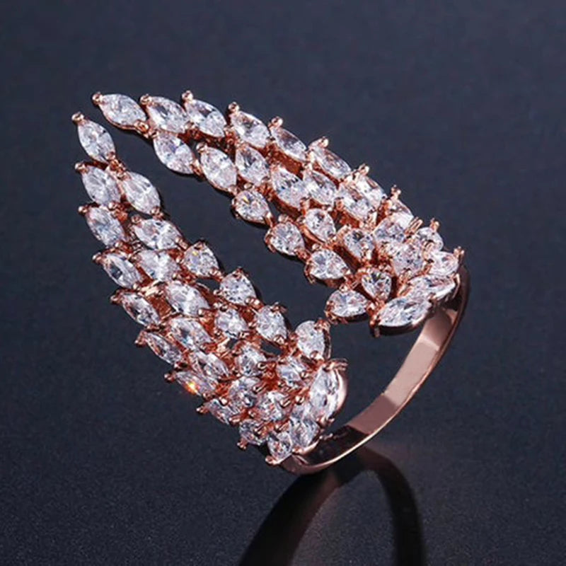 Elara Jewelry™ Double Wing Pavé Crystal Ring