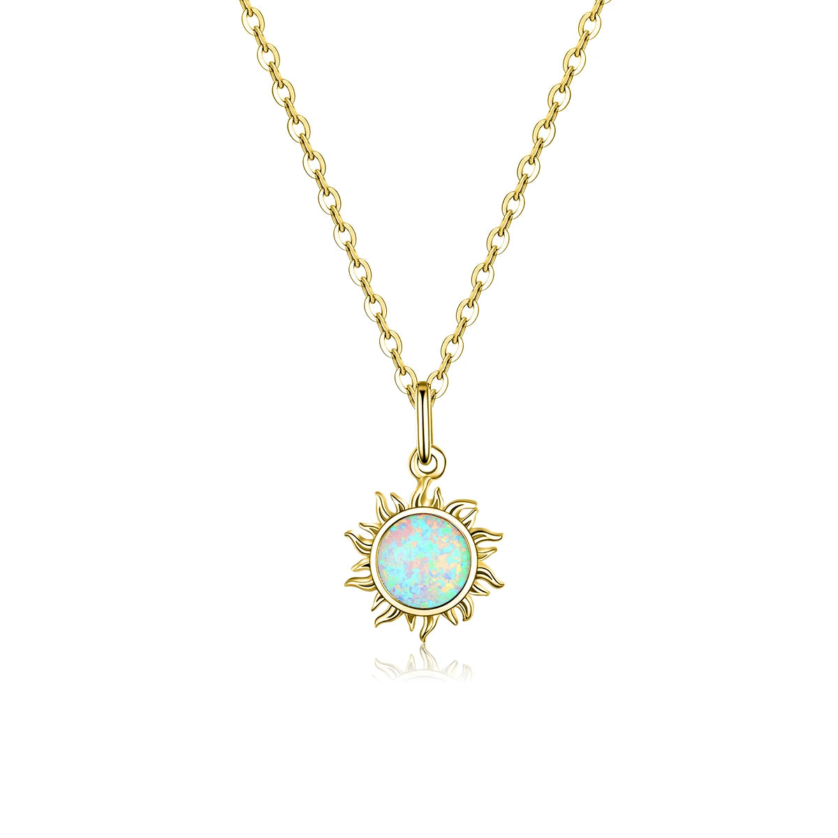 Elara Jewelry™ Solara Opal Sun Necklace