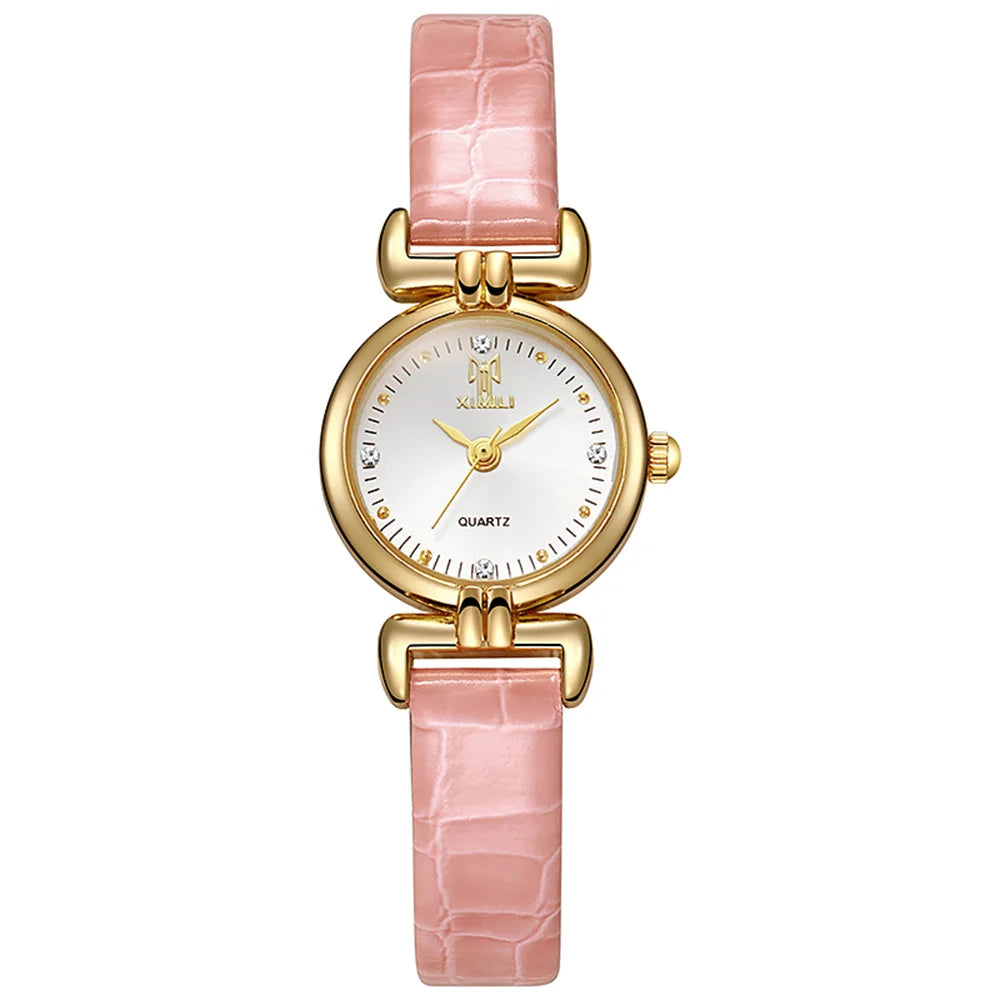 Velya Watches™ Damenuhr aus schwarzem Leder