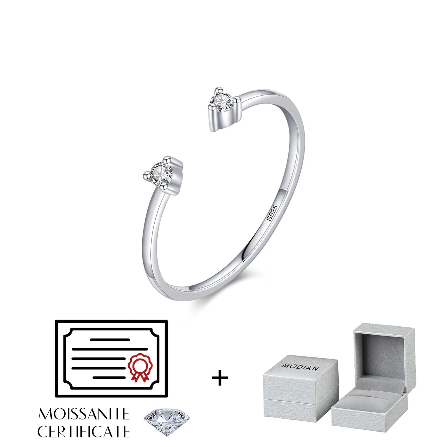 Elara Jewelry™ Lunaria Solitaire offener Ring