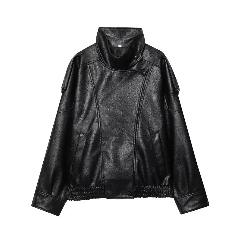 Lunara Winter™ Cropped Faux Leather Motor Jacket