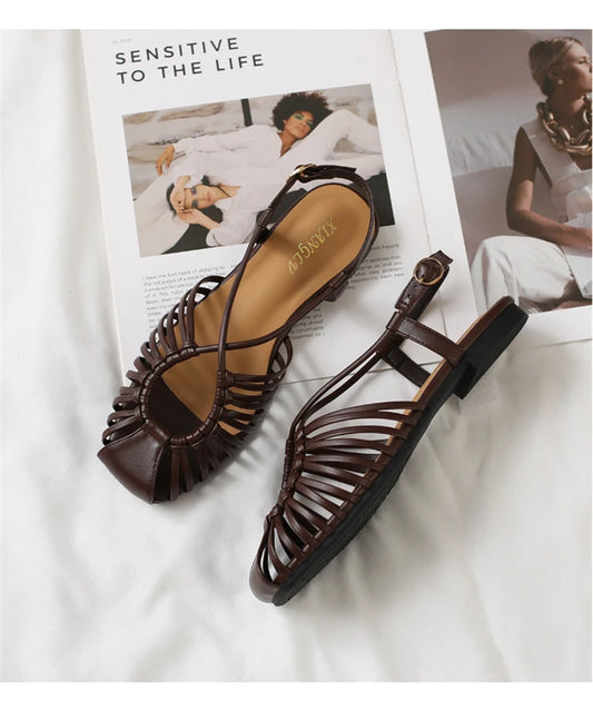 Solenne Shoes™ Casual Metallic Flat Sandals