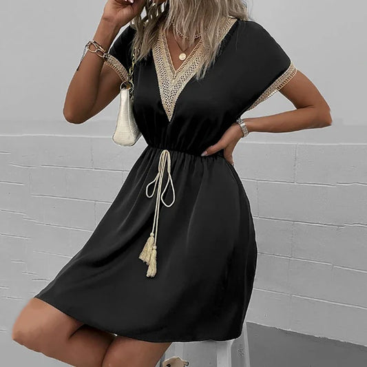 Amoura Dresses™ Summer Solid Short Sleeve