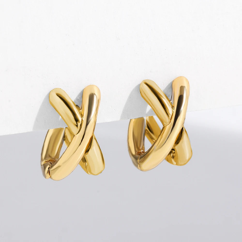 Elara Jewelry™ Two-Tone Twisted Hoop Earrings