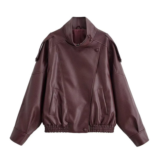 Lunara Winter™ Cropped Faux Leather Moto Jacket