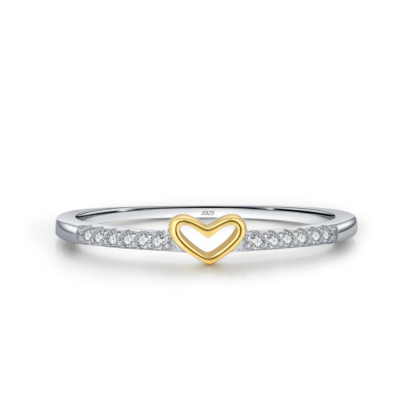 Elara Jewelry™ Golden Heart Line Ring