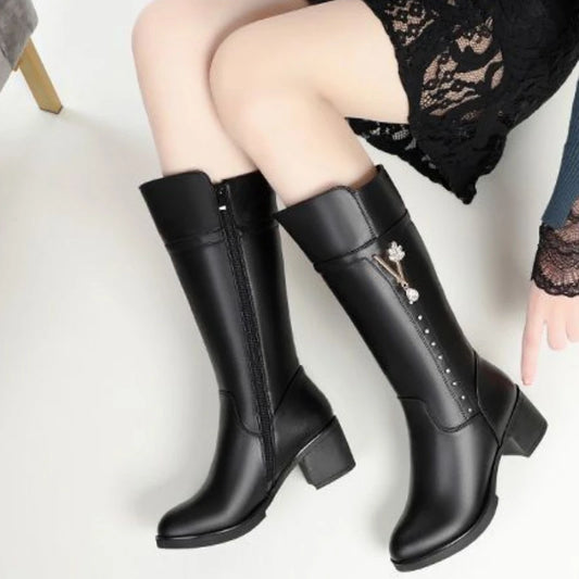 Solenne Shoes™ Thigh High Round Toe Boots