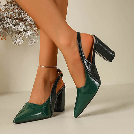 Solenne Shoes™ Sandales en cuir à bout pointu et talons