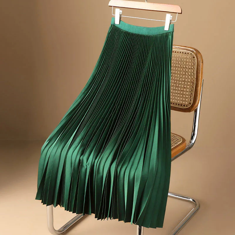 Satin Éclat™ Pleated Long Skirt