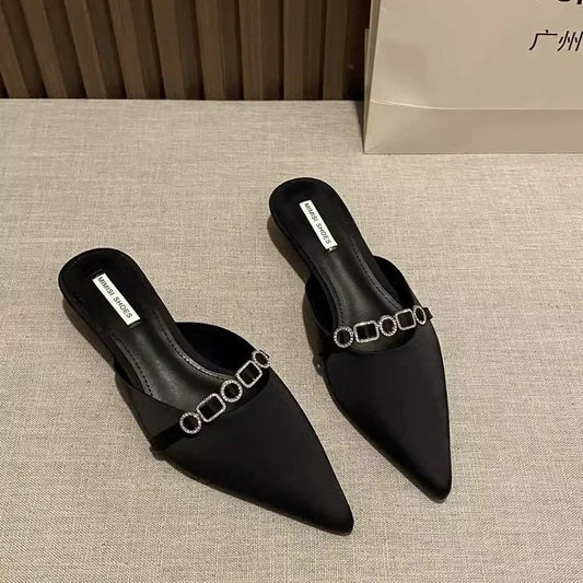 Solenne Shoes™ Rhinestone Ladies Low Heel Slippers