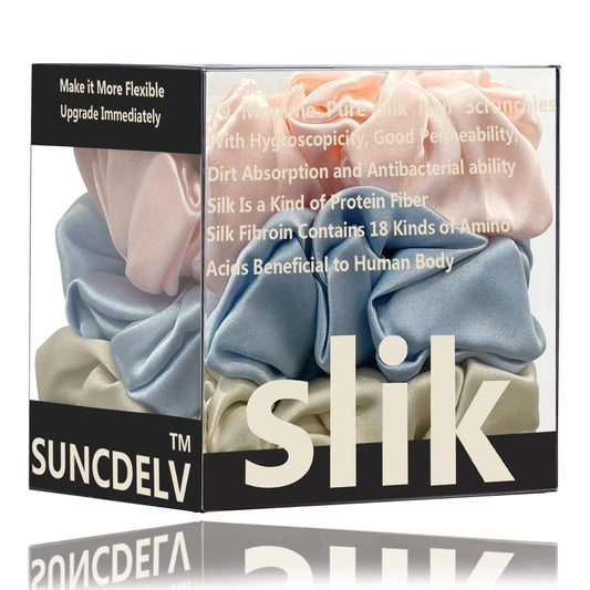 SatinÉclat™ 3 CÁI Dây buộc tóc bằng lụa nguyên chất