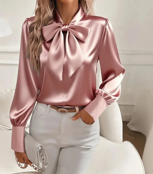 Satin Éclat™ Women’s Bow Long Sleeve Shirt