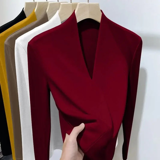Lunara Winter™ Deep V Surplice Wrap Knit Top