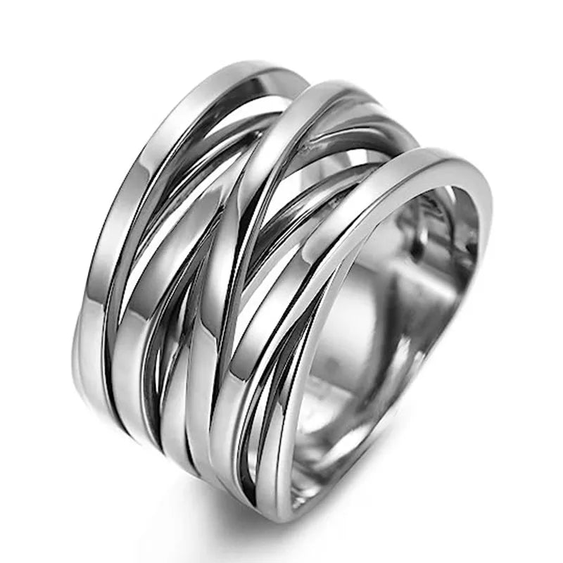 Elara Jewelry™ Twisted Multi-Band Ring