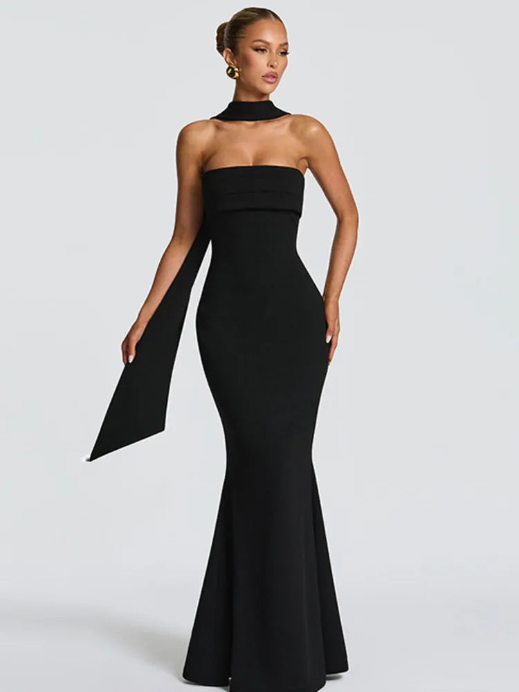 Amoura Dresses™ Party Dress Scarf Collar Sleeveless