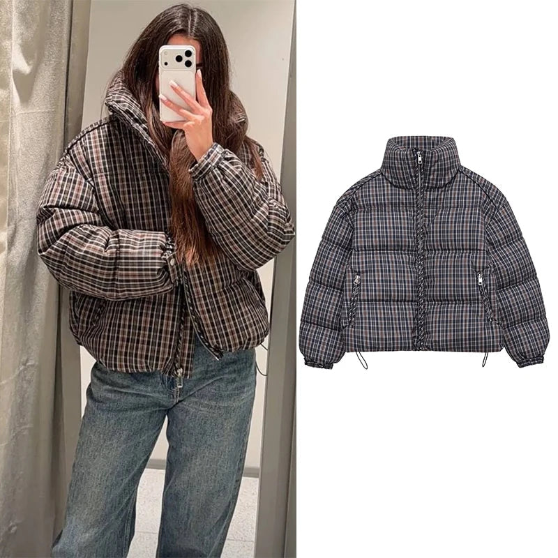 Lunara Winter™ karierte Pufferjacke
