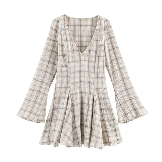Amoura Dresses™ Chic Plaid Short Dresses