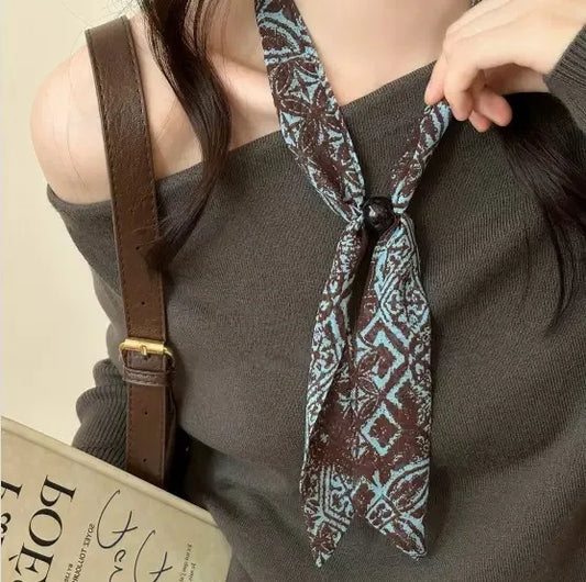 Khăn lụa đơn đính hạt SatinÉclat™ Retro