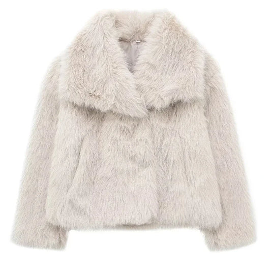 Lunara Winter™ Brown Faux Fur Cropped Jacket