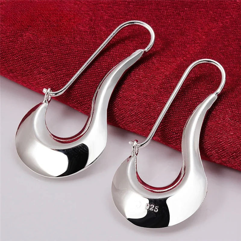 Elara Jewelry™ Silver Long Curved Hook Earrings