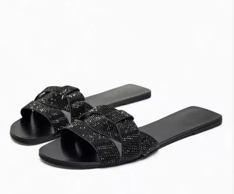 Solenne Shoes™ Rhinestone Flip-Flops Sandals