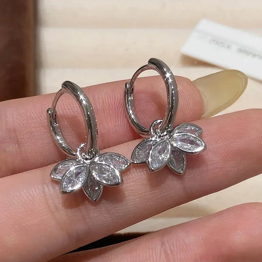 Elara Jewelry™ Floral Crystal Huggie Earrings