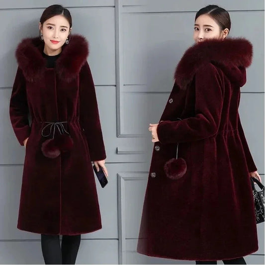 Lunara Winter™ Luxury Faux Fur Hood Velvet Coat