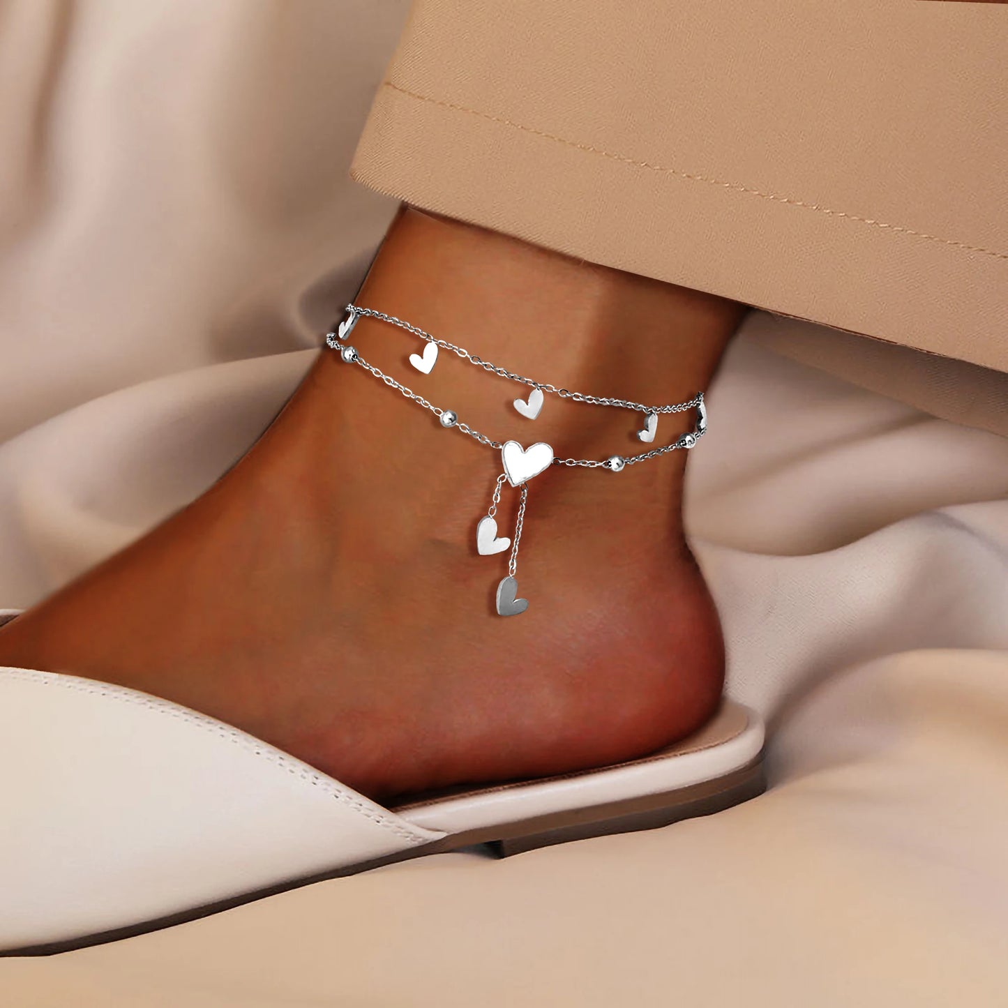 Elara Jewelry™ Amélie Heart Drop Anklet