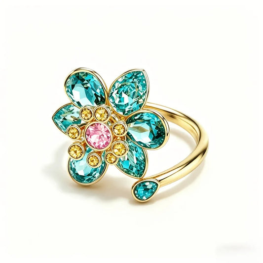 Elara Jewelry™ Floral Multicolor Gemstone Ring