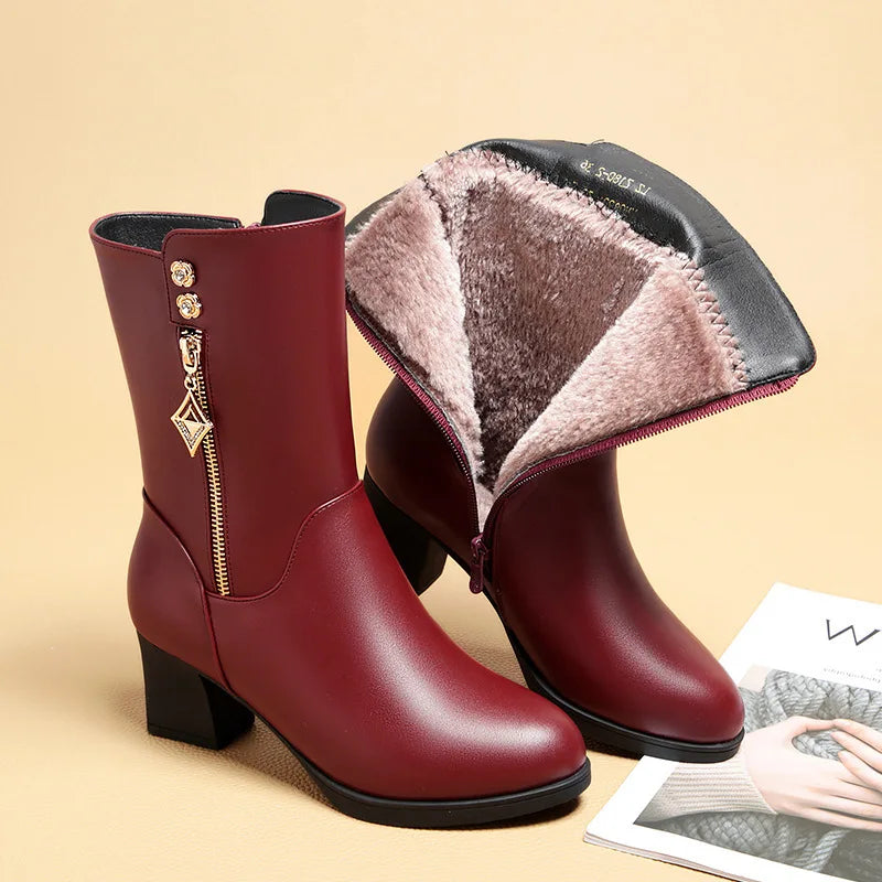 Lange Lunara Winter™ Leder-Fleece-Stiefel
