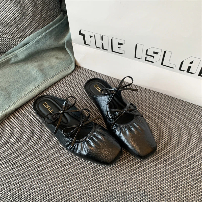 Solenne Shoes™ Mules froncées avec nœud plat