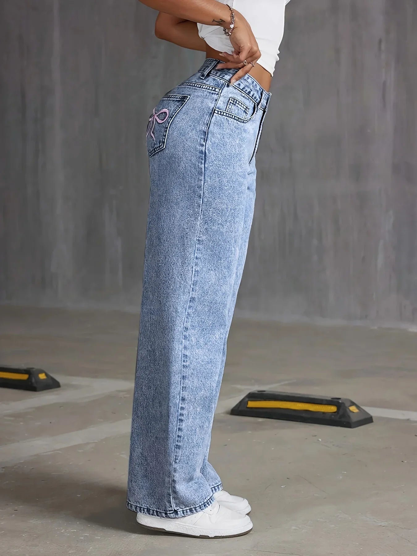 Lunara Winter™ Denim Wide Leg Pants with Bow Detail