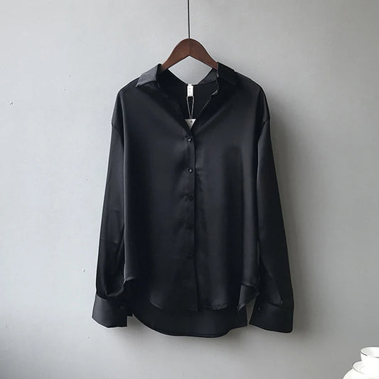 SatinÉclat™ Button Blouse Women