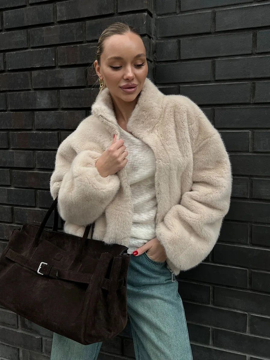 Lunara Winter™ Kunstfell-Reißverschlussjacke
