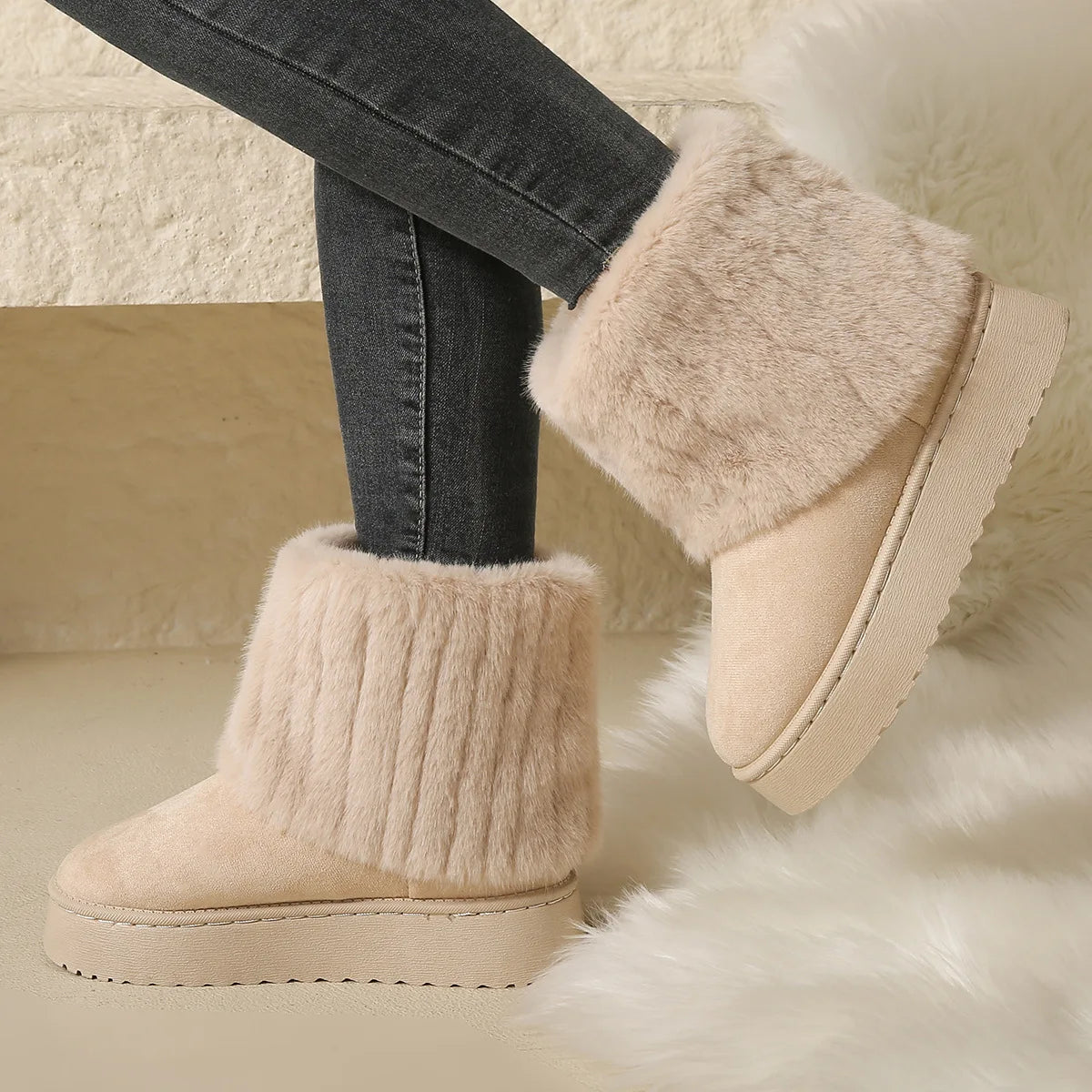 Lunara Winter™ Round-Toe Plush Winter Boots