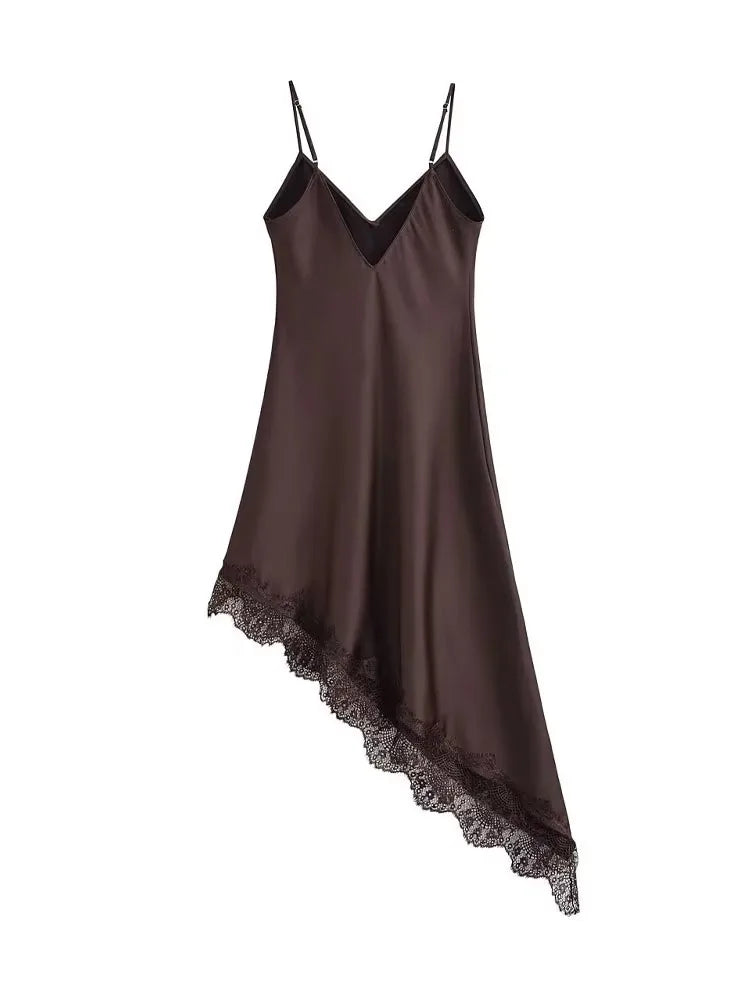 Amoura Dresses™ Minimalist Brown Slip Slim Dress