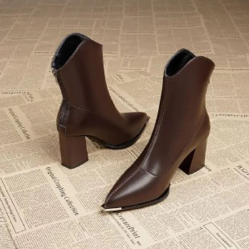 Solenne Shoes™ Winter Thick Heeled Pointed Boots