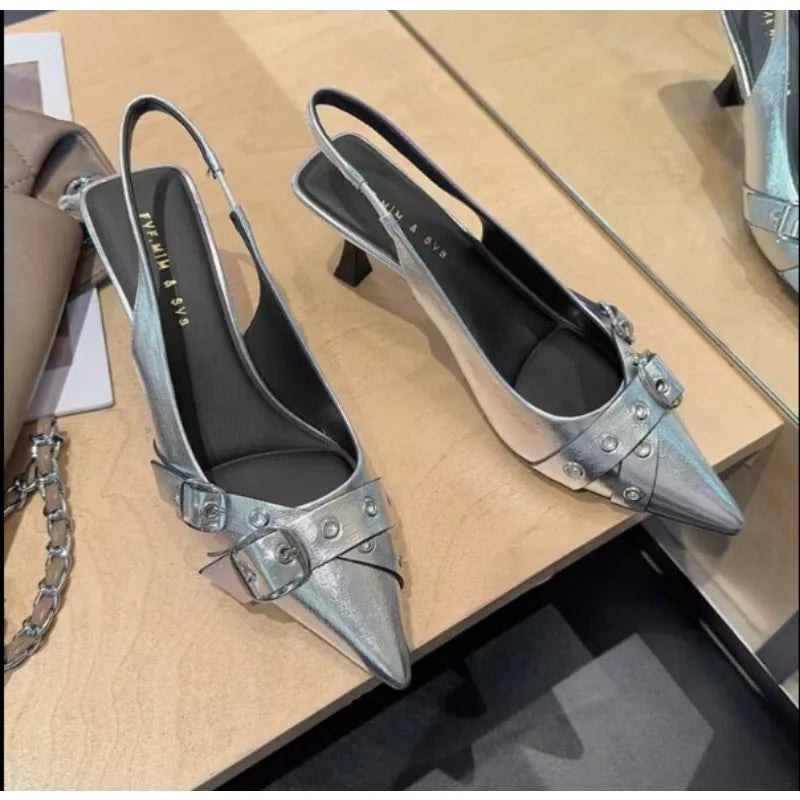 Solenne Shoes™ Pointed Toe Double Buckle Strap Pumps