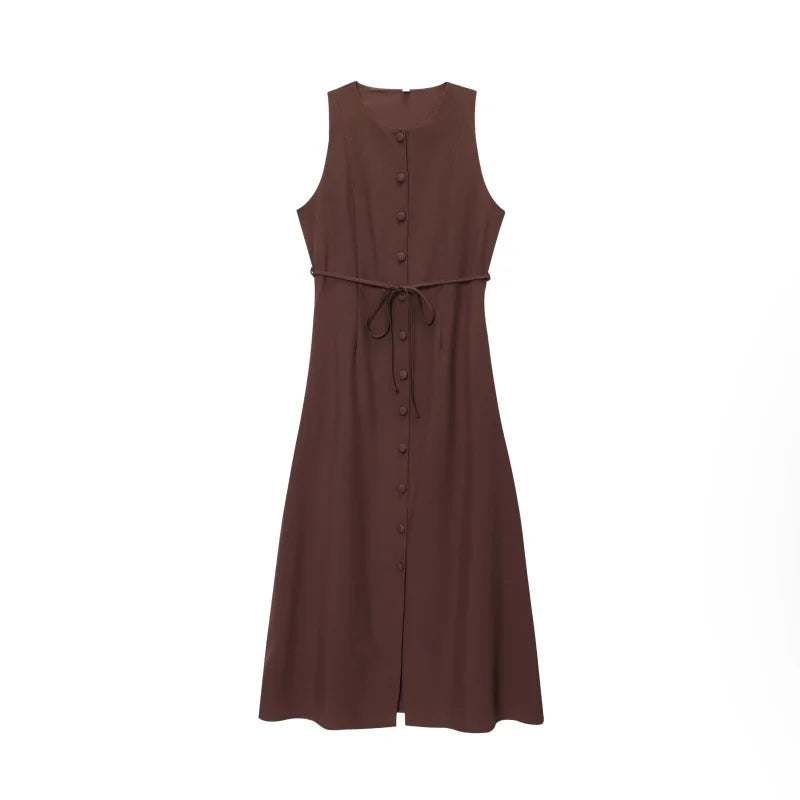 Amoura Dresses™ Retro Round Neck Sleeveless Dress