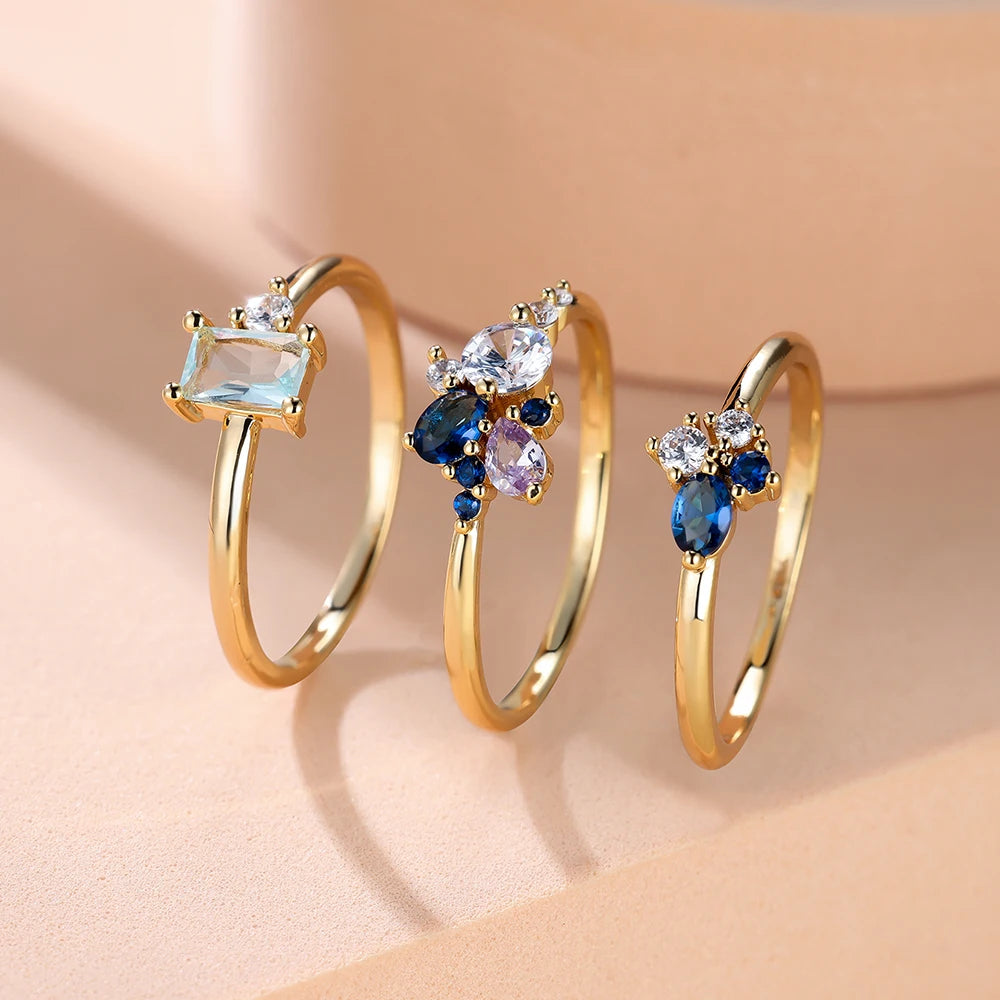 Elara Jewelry™ Élise Trio Gem Ring
