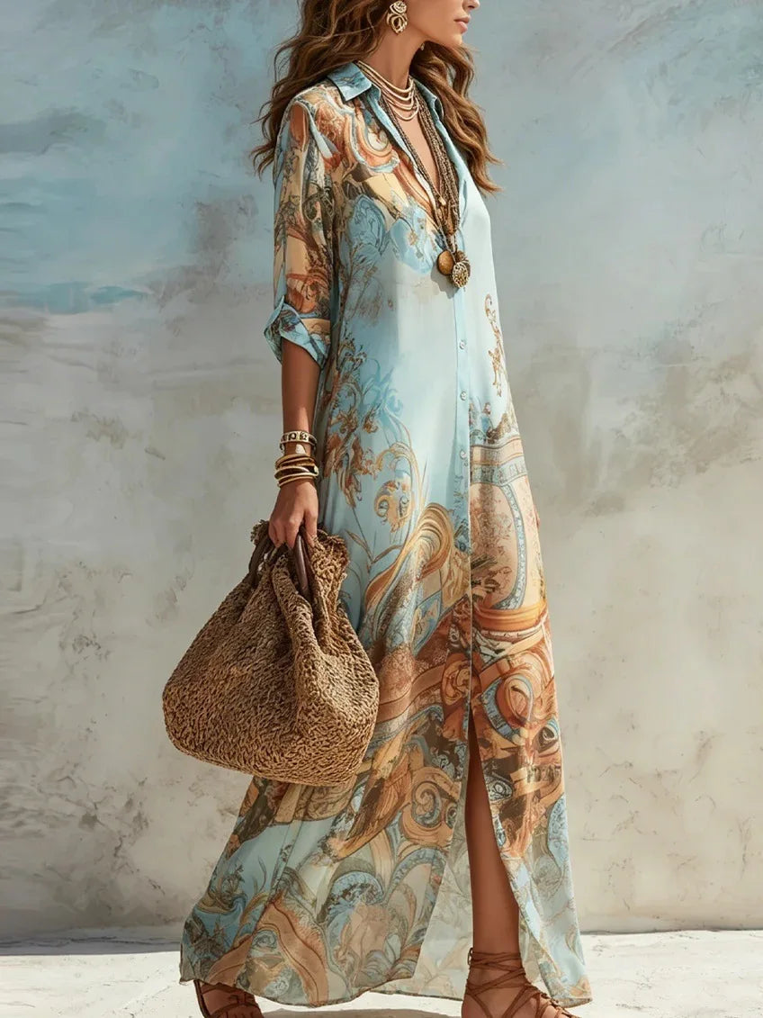 Amoura Dresses™ Summer Elegant Chiffon Shirt Dress