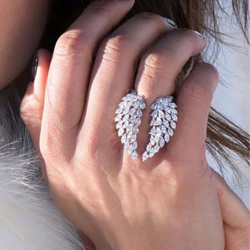 Elara Jewelry™ Double Wing Pavé Crystal Ring