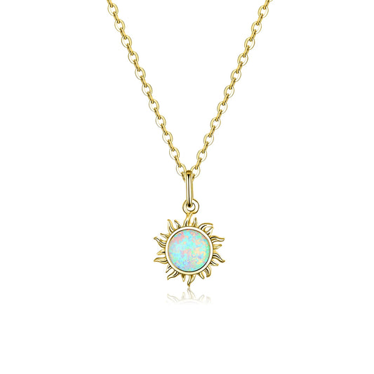 Elara Jewelry™ Solara Opal Sun Necklace