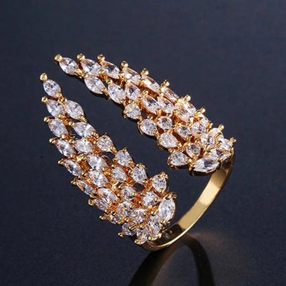 Elara Jewelry™ Double Wing Pavé Crystal Ring