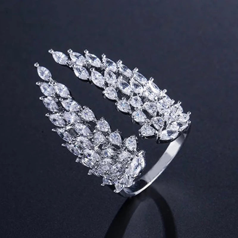Elara Jewelry™ Double Wing Pavé Crystal Ring