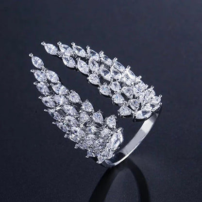 Elara Jewelry™ Double Wing Pavé Crystal Ring