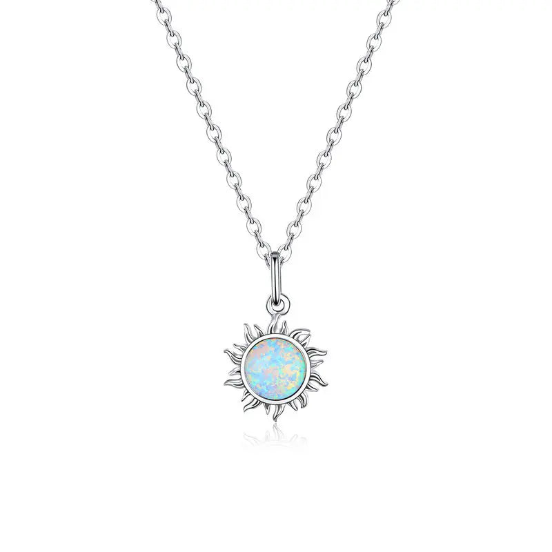 Elara Jewelry™ Solara Opal Sun Necklace