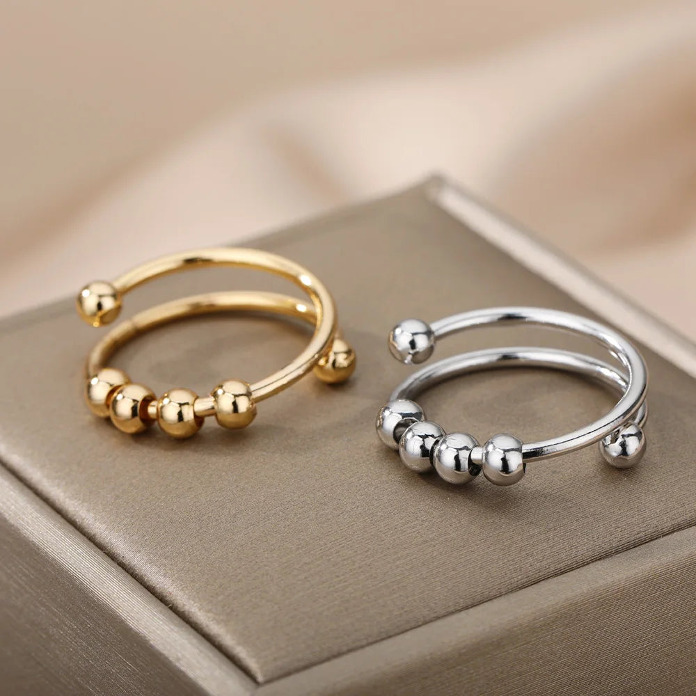 Elara Jewelry™ Beaded Open Adjustable Ring