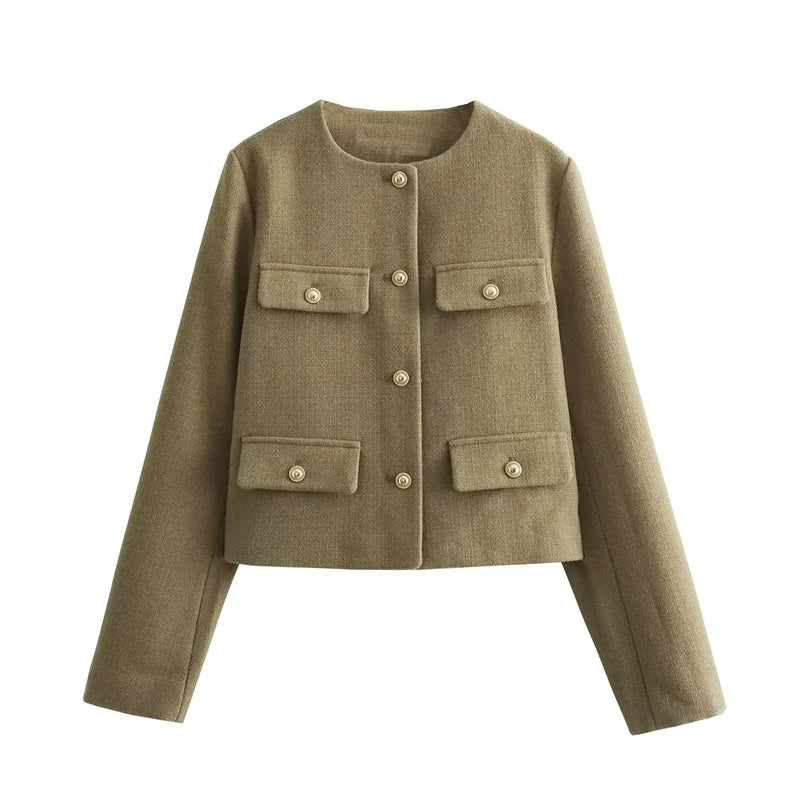 Lunara Winter™ Cropped Tweed Button Jacket