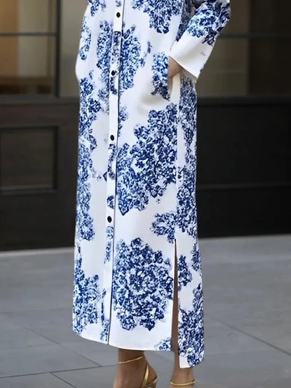 Amoura Dresses™ Lapel Shirt Long Dress